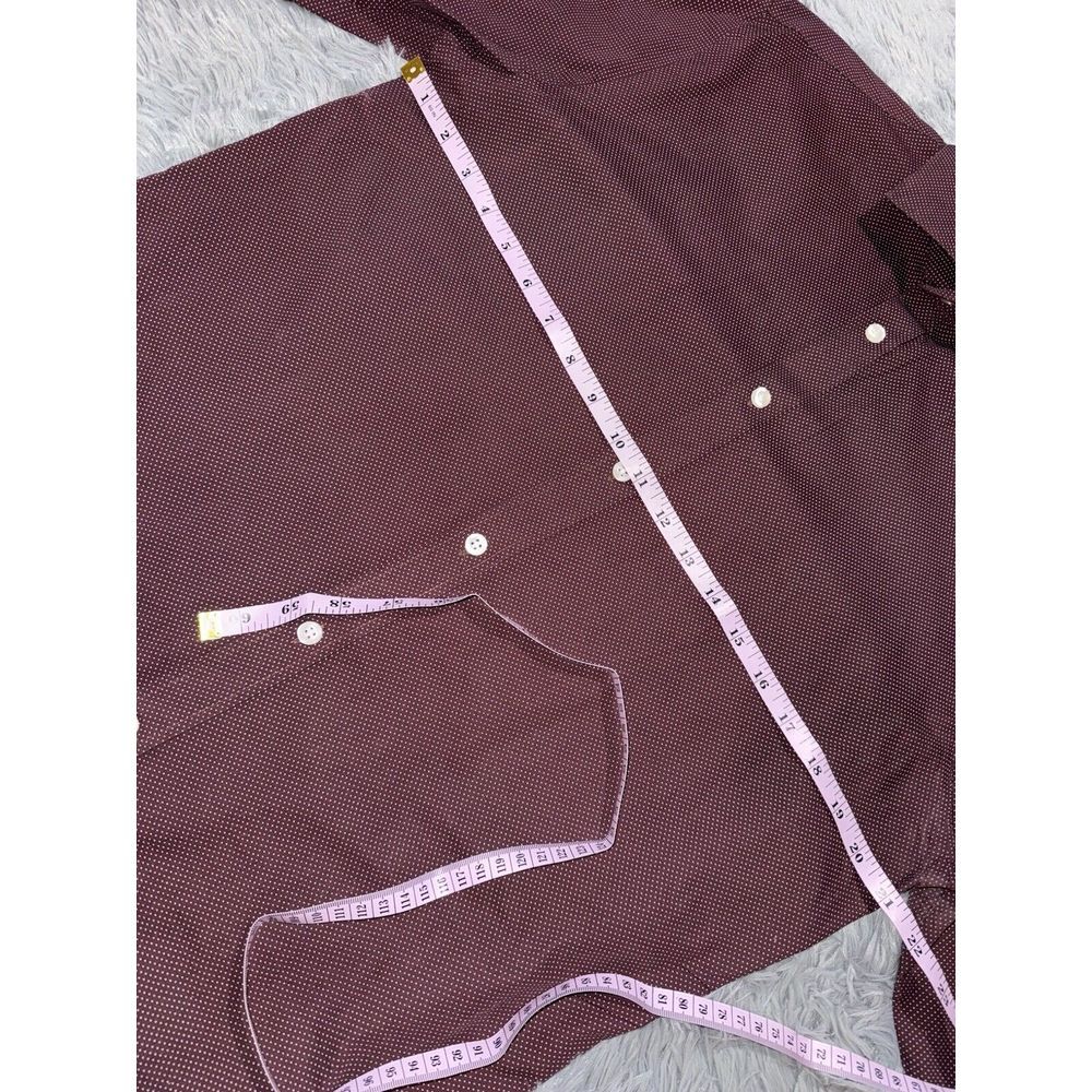 Michael Kors Medium Polka Dot Burgundy Slim Fit Long Sleeve Button Down Collared - Picture 7 of 10